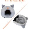 Dog Bed House Tent Puppy Dog Cave Hut Soft Cozy Kitten Dome House w/ Removable Washable Cushion Pillow
