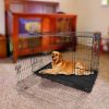 36inches Dogs Crate Folding Metal Pets Crates Double Door Puppy Cage Easy Set Up