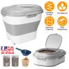 16.5 to 55LBS Collapsible Food Storage Container With Rolling Wheels Airtight Clear Lid Desiccant Slot Rice Dog Cat Food Foldable Dispenser With Scoop