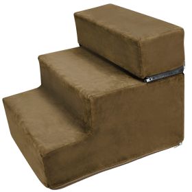 Dog Stairs Pet Step For Bed Couch Sofa Car 3 Steps Soft Foam Detachable Dogs Cats Climb Ladder (Option: Beige)