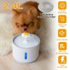 2.4L Automatic Dog Cat Water Fountain Electric LED Pet Flower Water Dispenser Ultra Silent Health Cat Waterer Auto Off Level Window