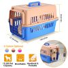 Travel Dog Kennel Carrier Handheld Pet Crate Cage Cat Rabbit Carrier Box w/ 11lbs Max Load Safety Squeeze Latch